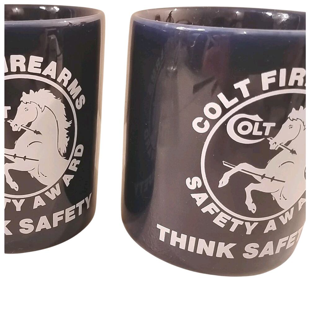 Staffordshire‎ Kilncraft England Colt Gun Firearms 2 Safety Horse Blue Mugs Cups - Picture 6 of 6